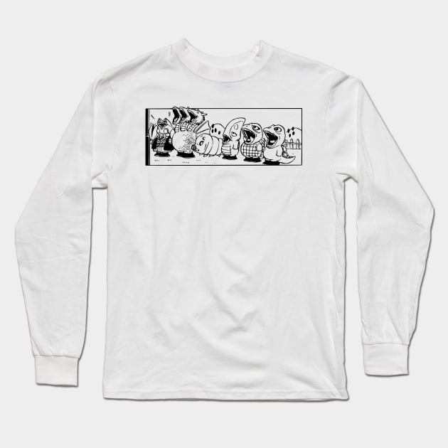 Chibi Kaiju Party Long Sleeve T-Shirt by retroworldkorea